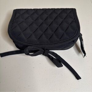 Vera Bradley Small Cosmetic Jewelry Quilted Black Tie Closure Travel Case